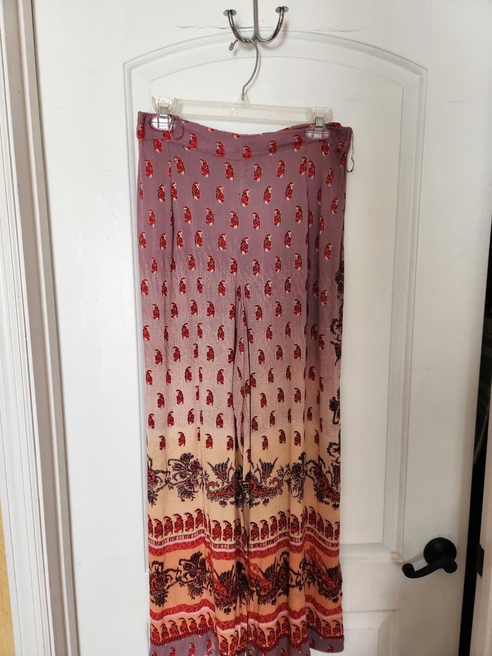 Women's Ombré Paisley Wide-Leg Skirt - Mauve and Cream